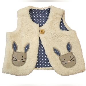 Mini Boden Fuzzy Bunny Pocket Vest 12-18m